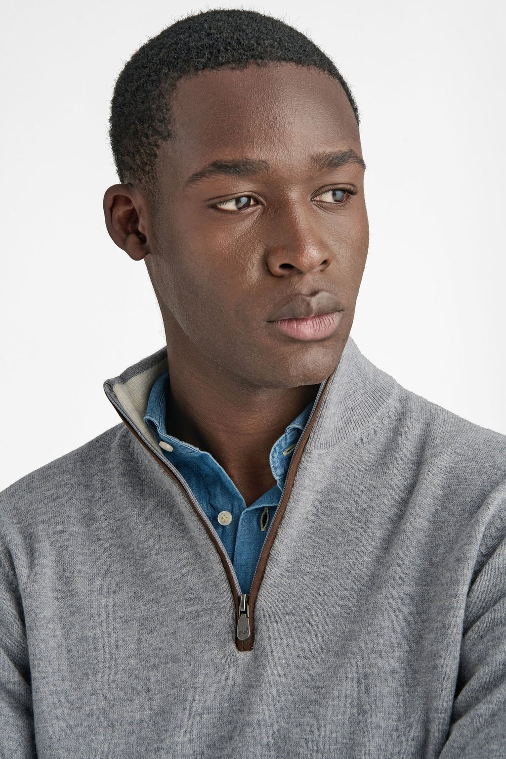 Maglia mezza zip in lana e cashmere-2