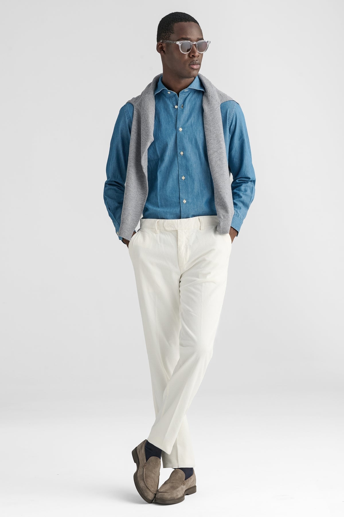 Maglia mezza zip in lana e cashmere-3