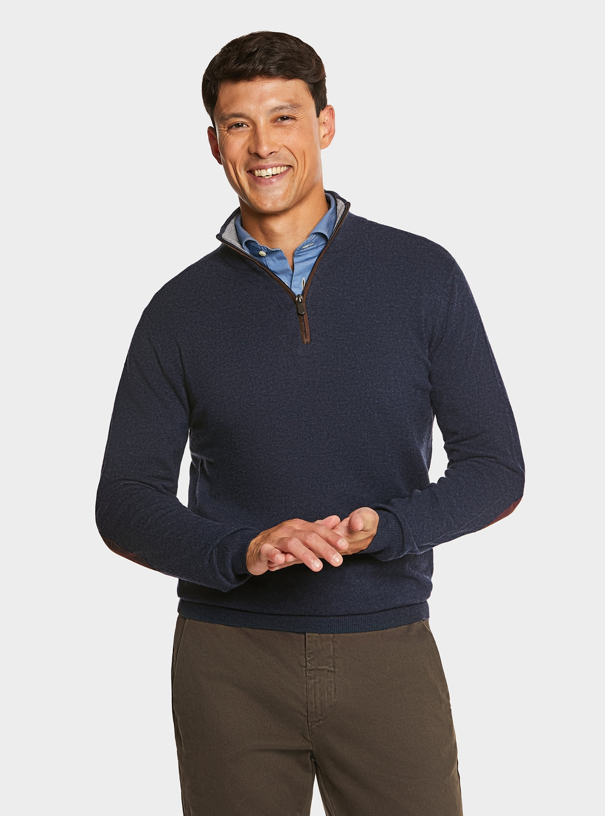 Maglia mezza zip in lana e cashmere-0