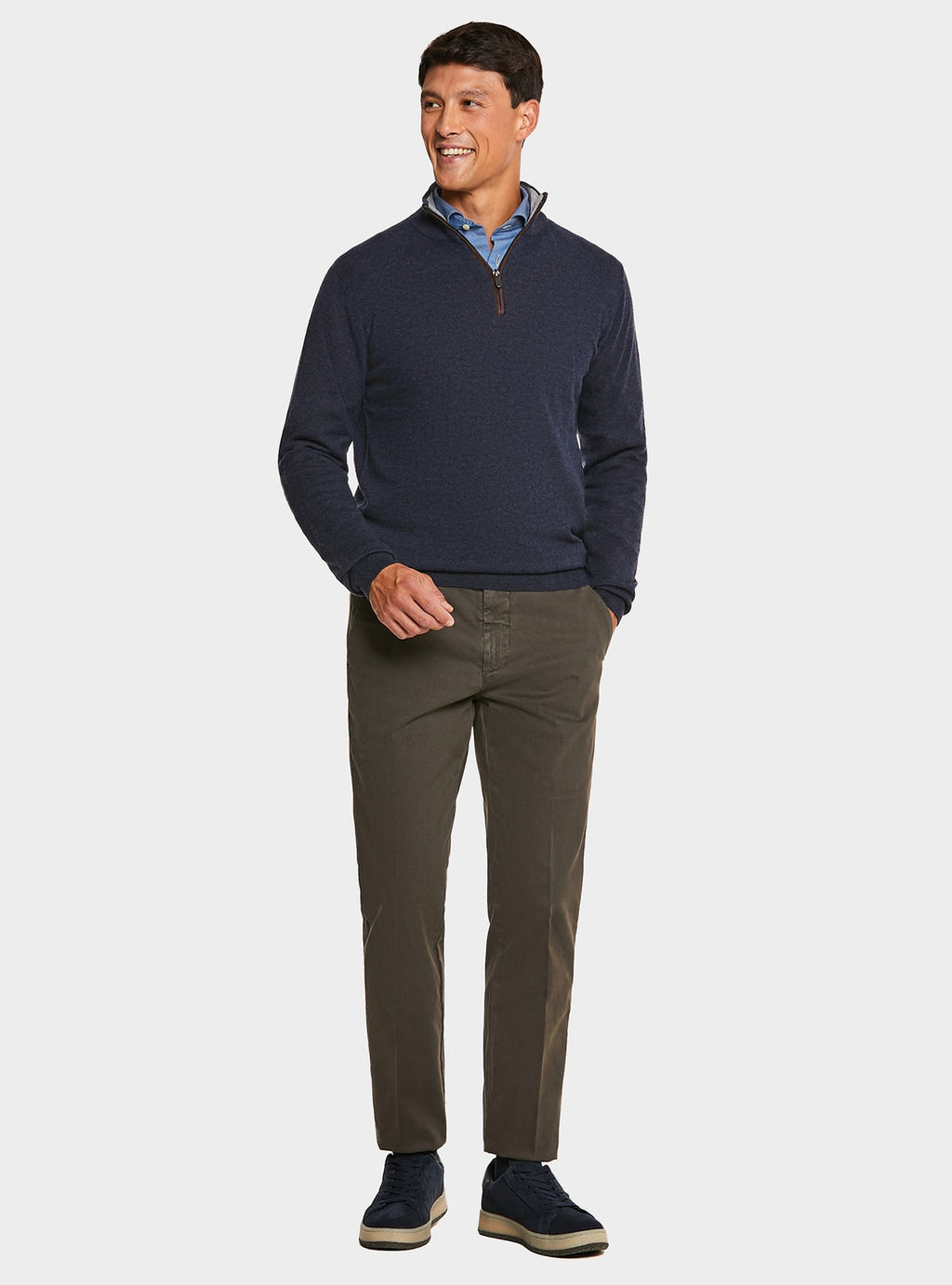 Maglia mezza zip in lana e cashmere-1