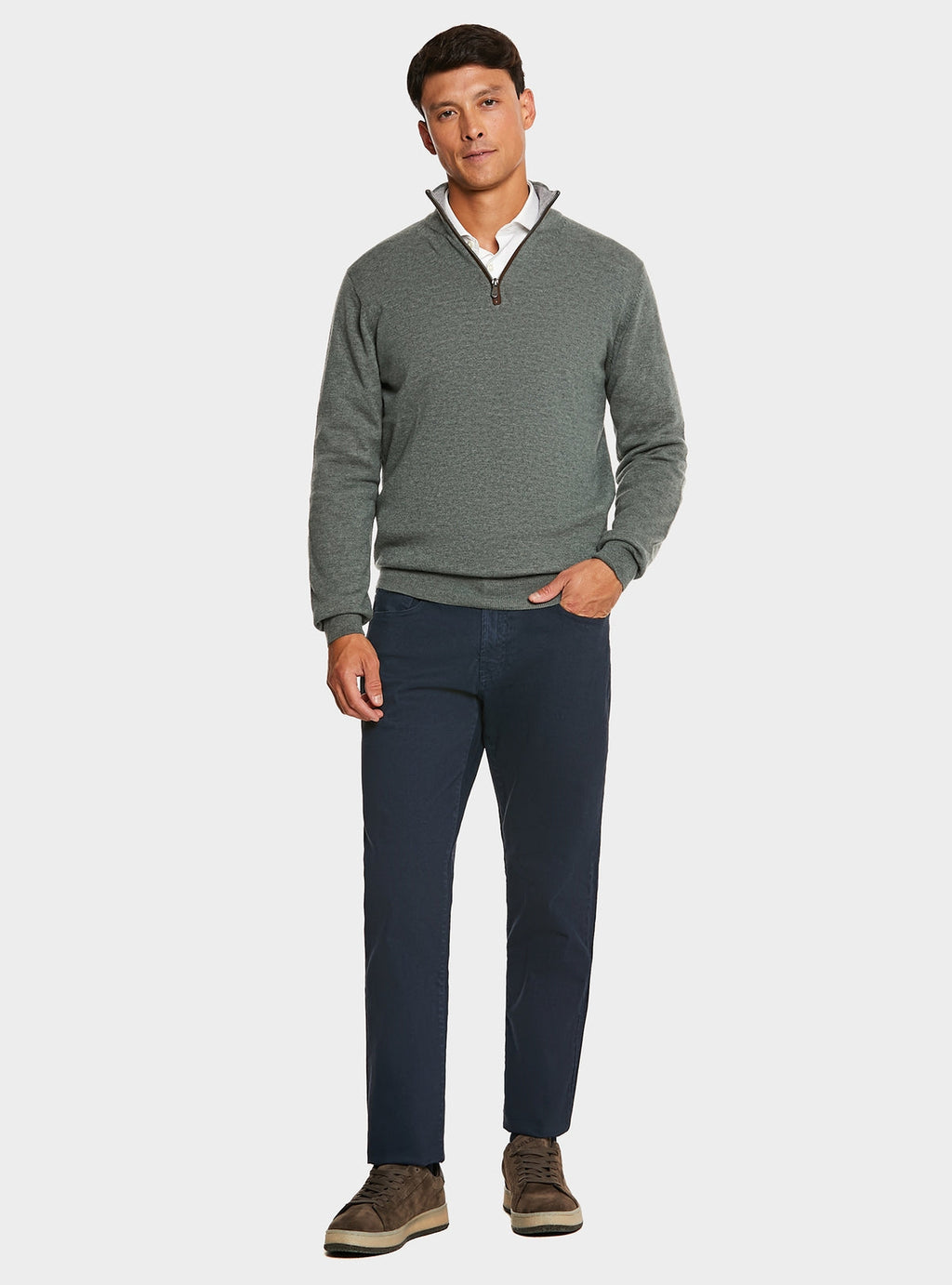 Maglia mezza zip in lana e cashmere-1