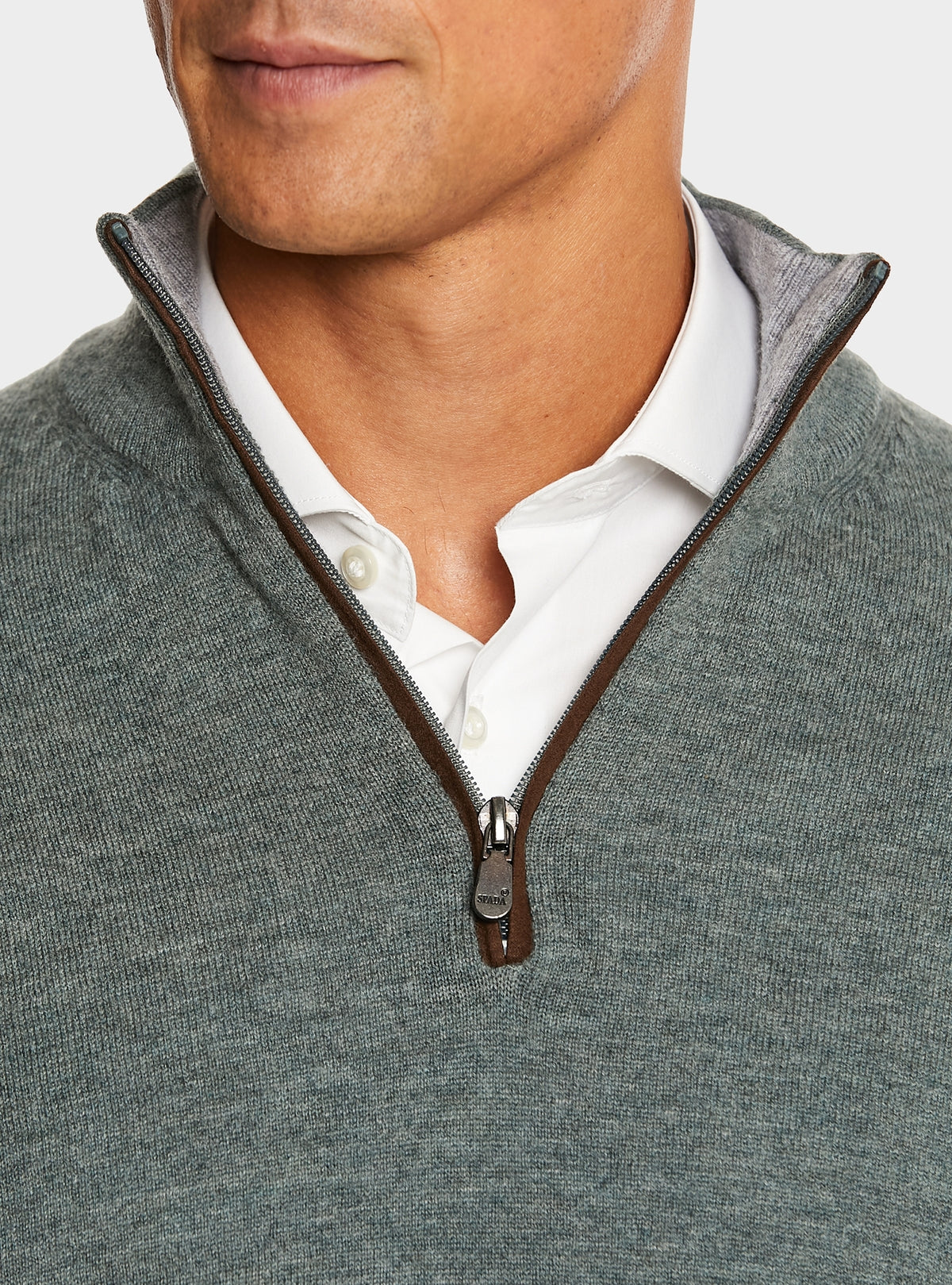 Maglia mezza zip in lana e cashmere-2