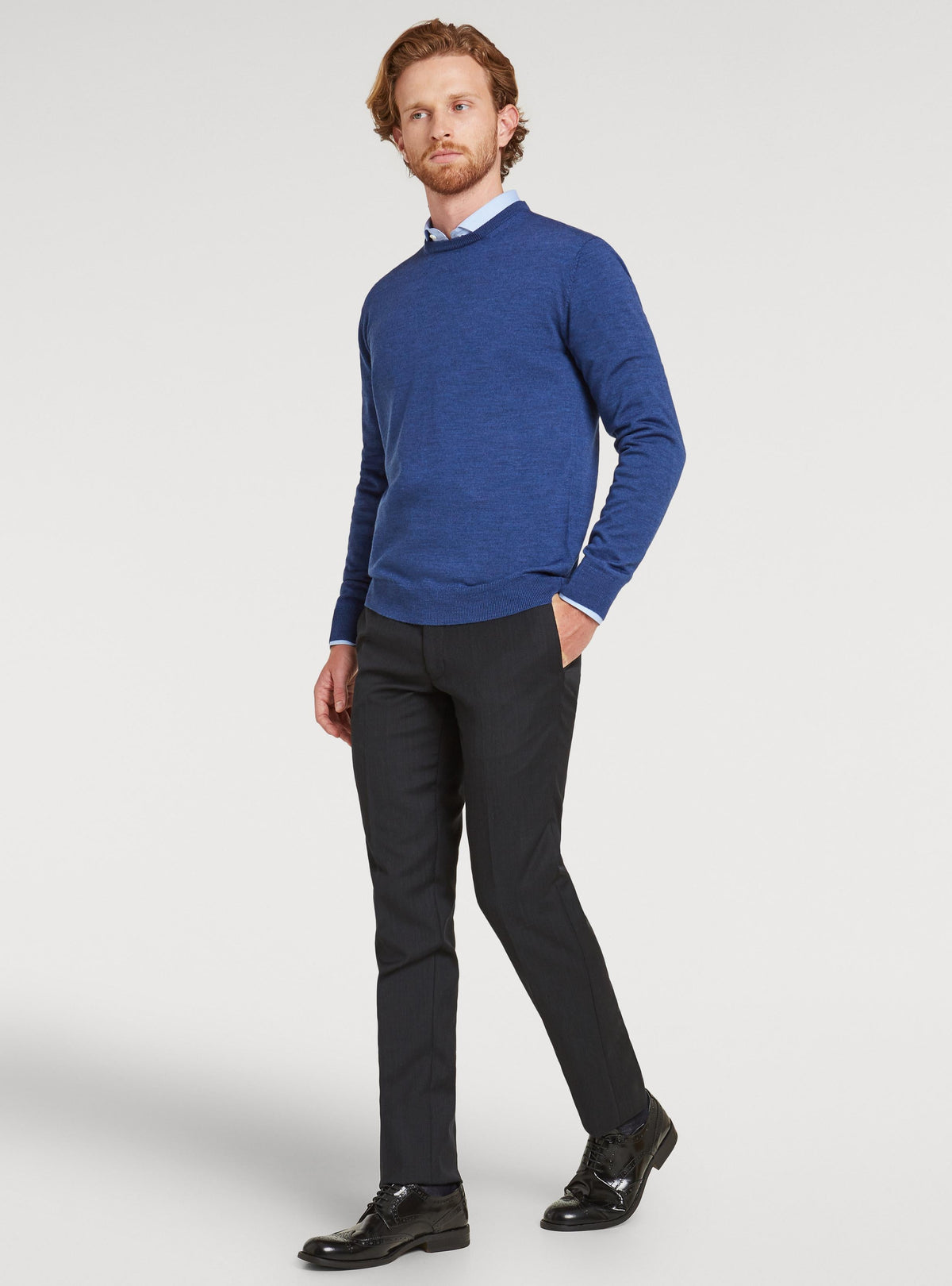 Maglia girocollo in pura lana merino-1