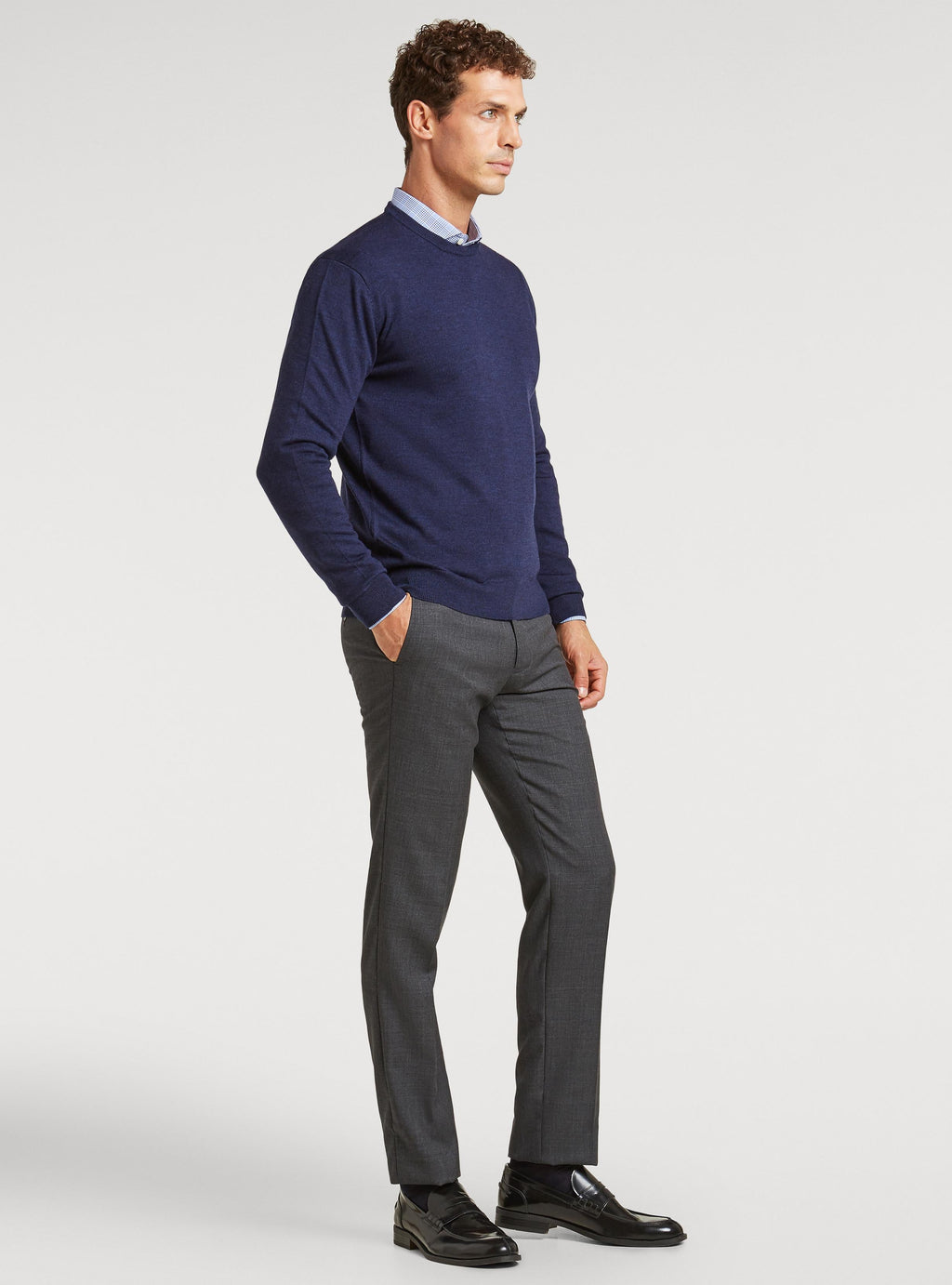 Maglia girocollo in pura lana merino-1