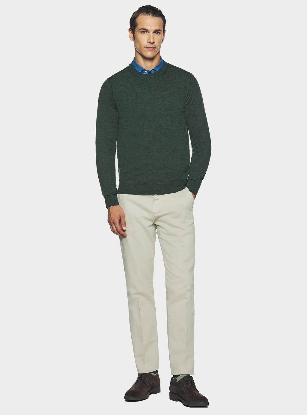 Maglia girocollo in pura lana merino-2