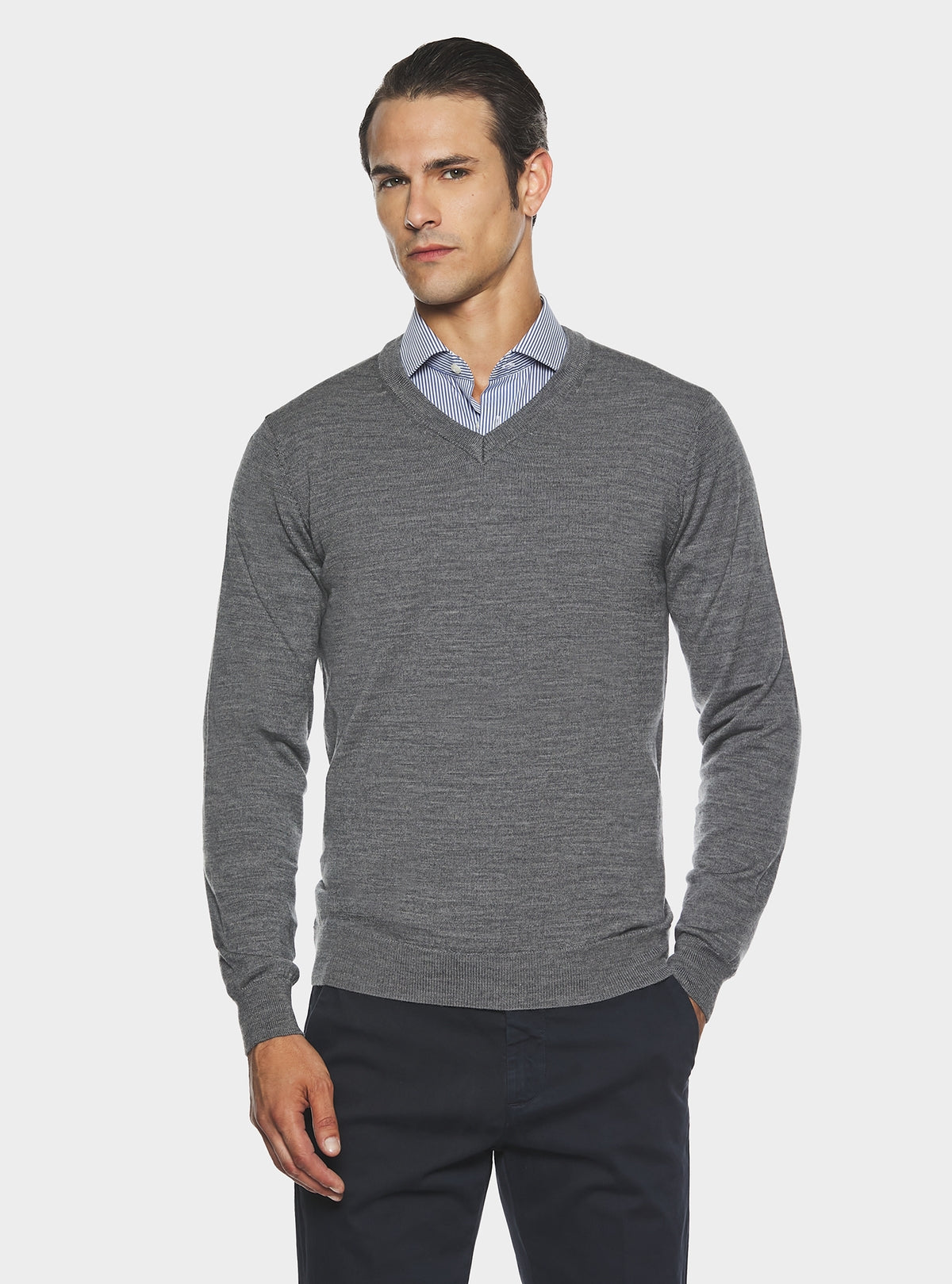 Maglia scollo a V in lana merino-0