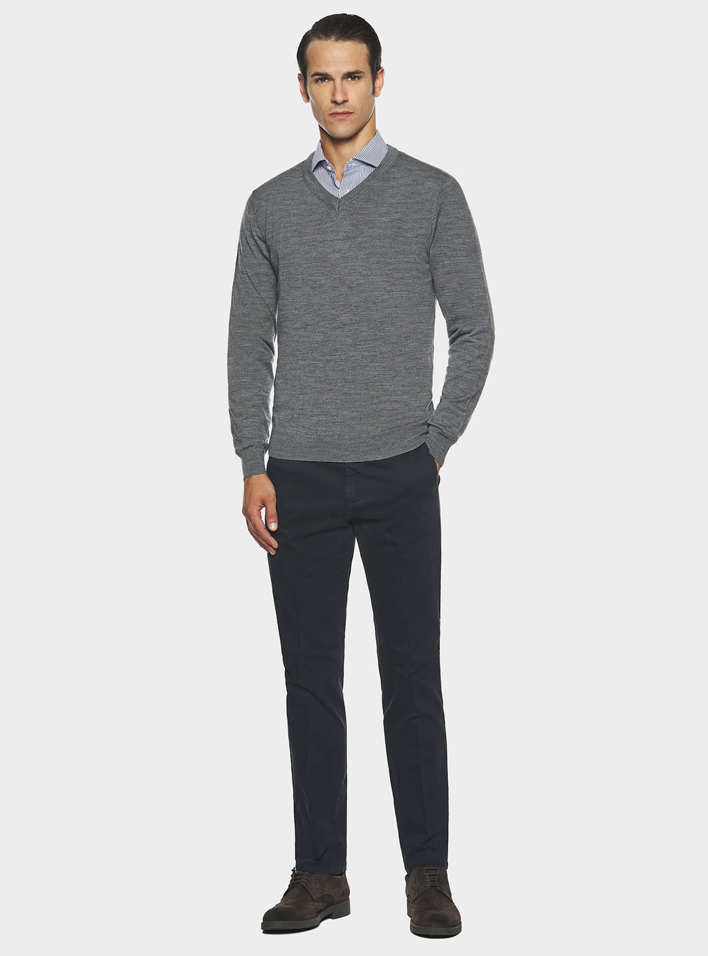 Maglia scollo a V in lana merino-2