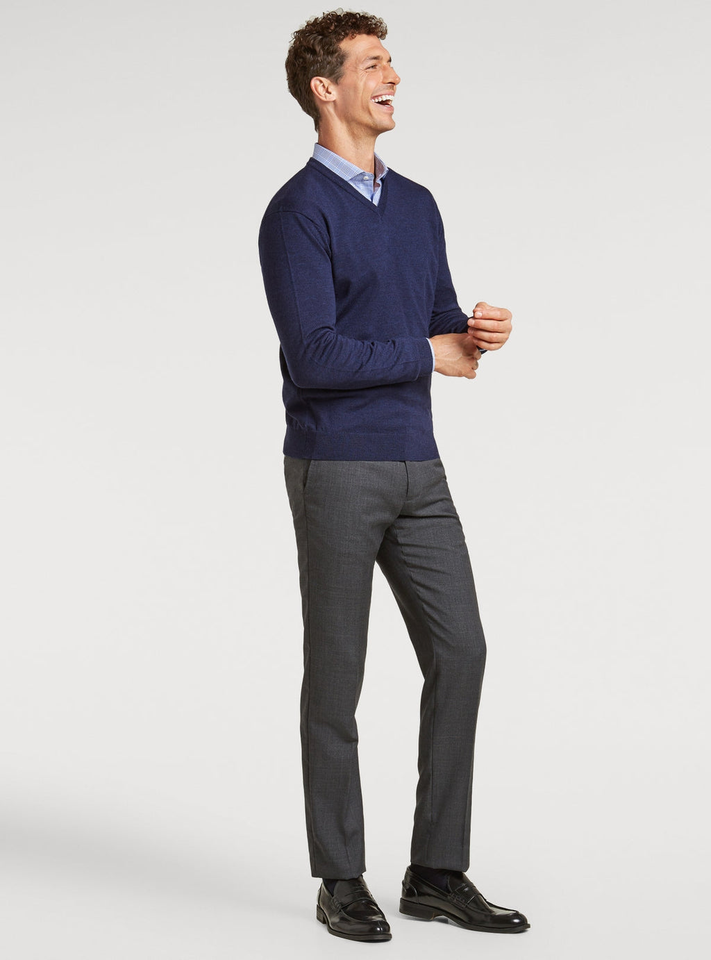 Maglia scollo a V in lana merino-1