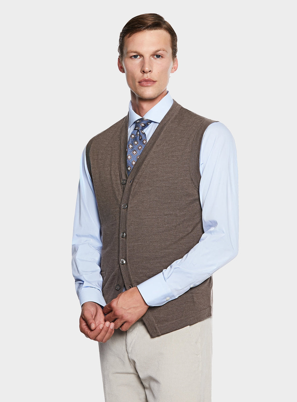 Gilet con bottoni in lana Merino-0