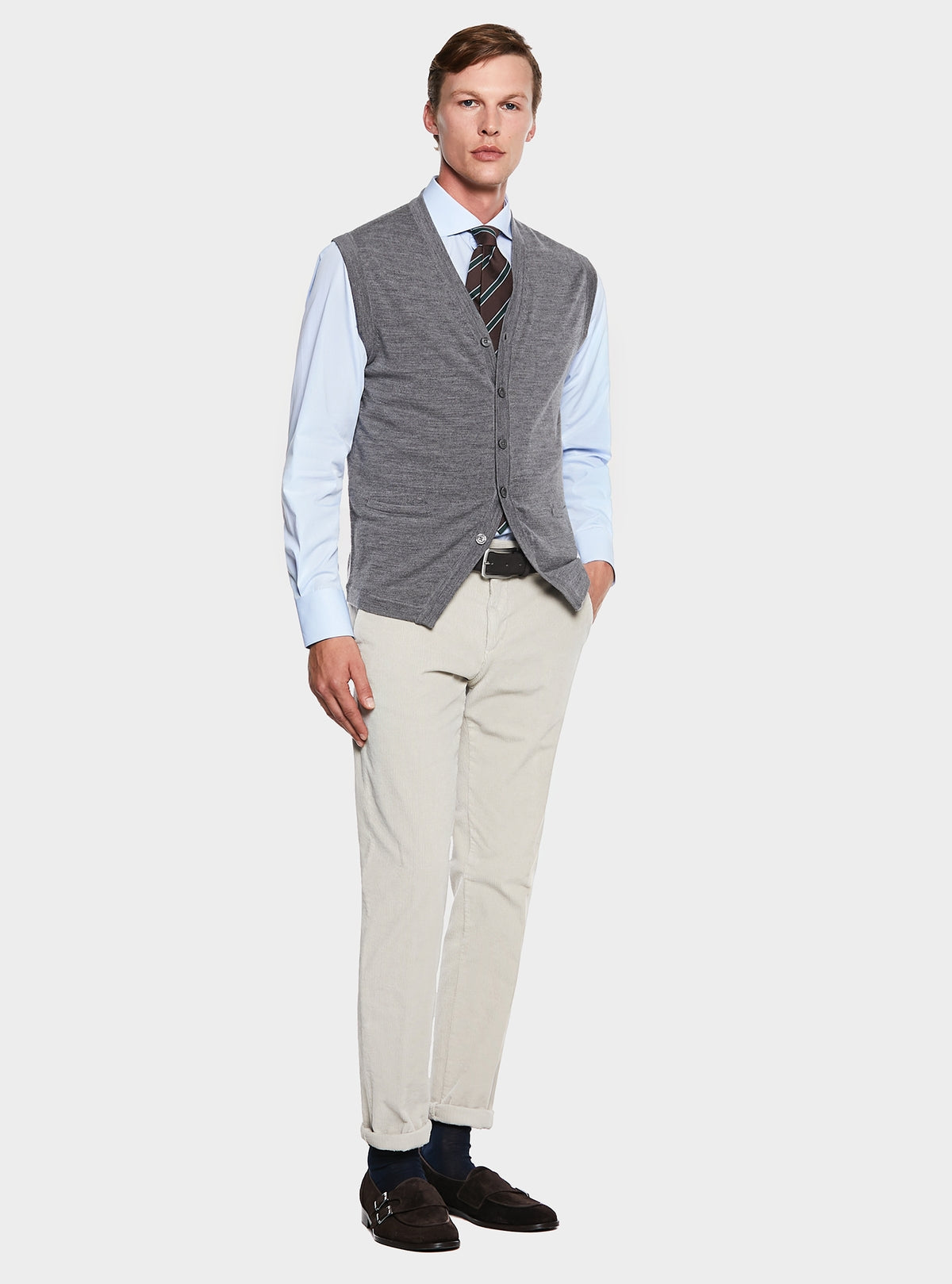 Gilet con bottoni in lana Merino-1