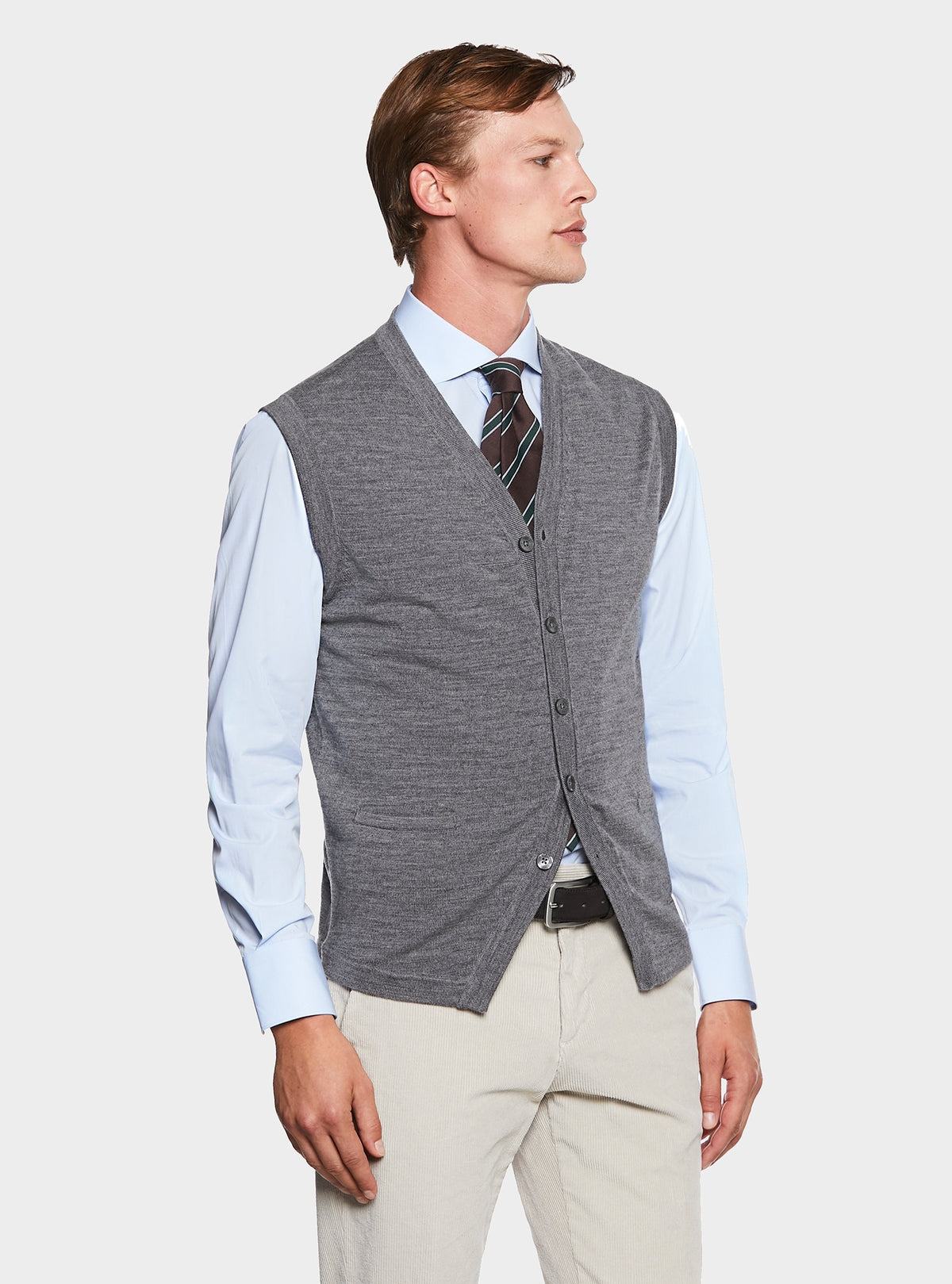 Gilet con bottoni in lana Merino-0