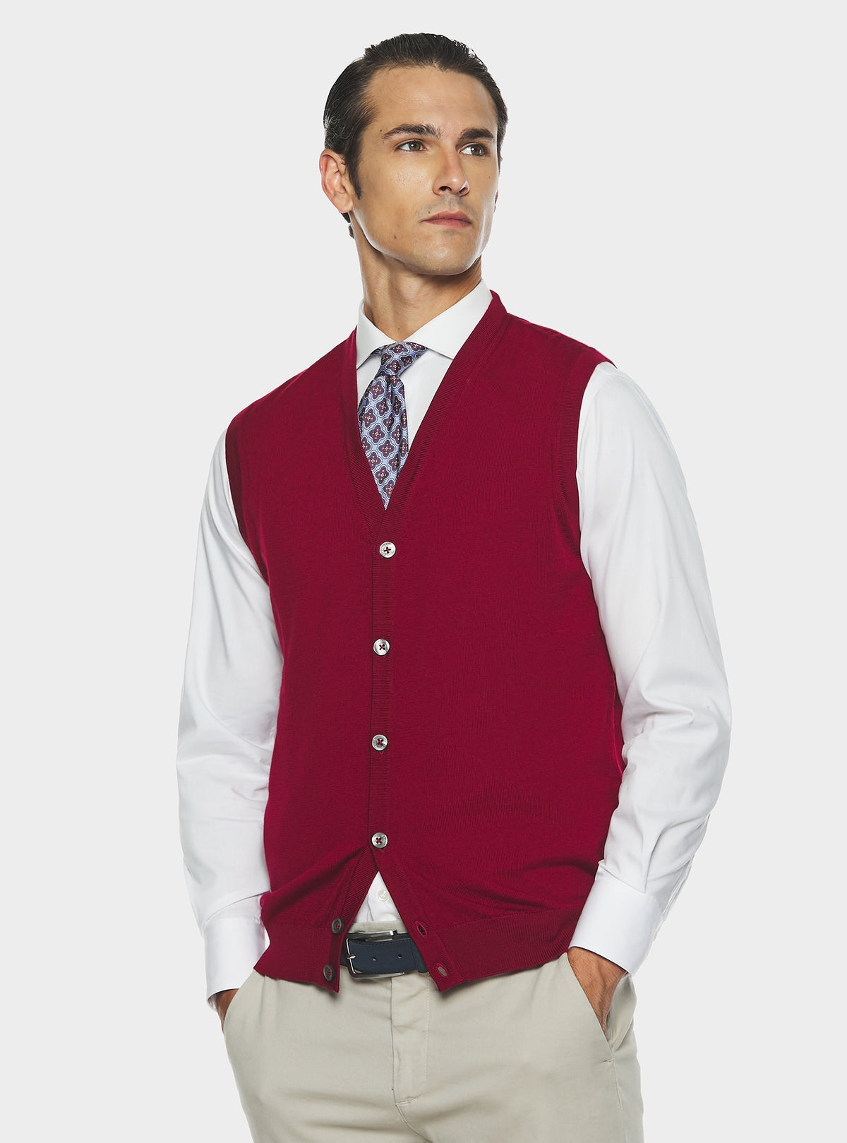Gilet con bottoni in lana Merino-0