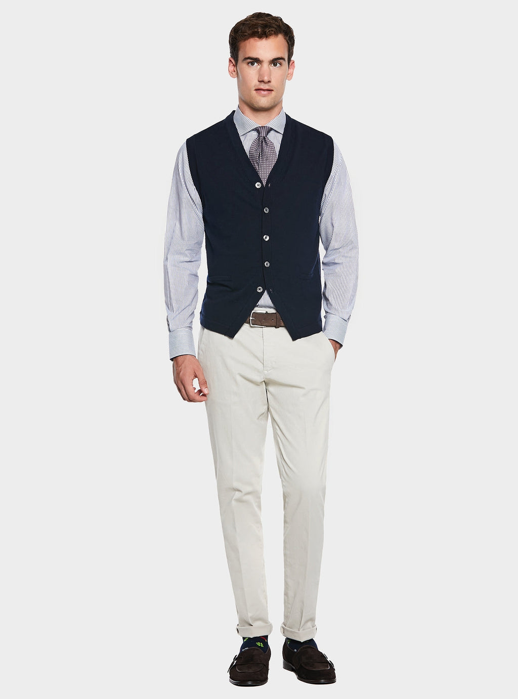 Gilet con bottoni in lana Merino-1