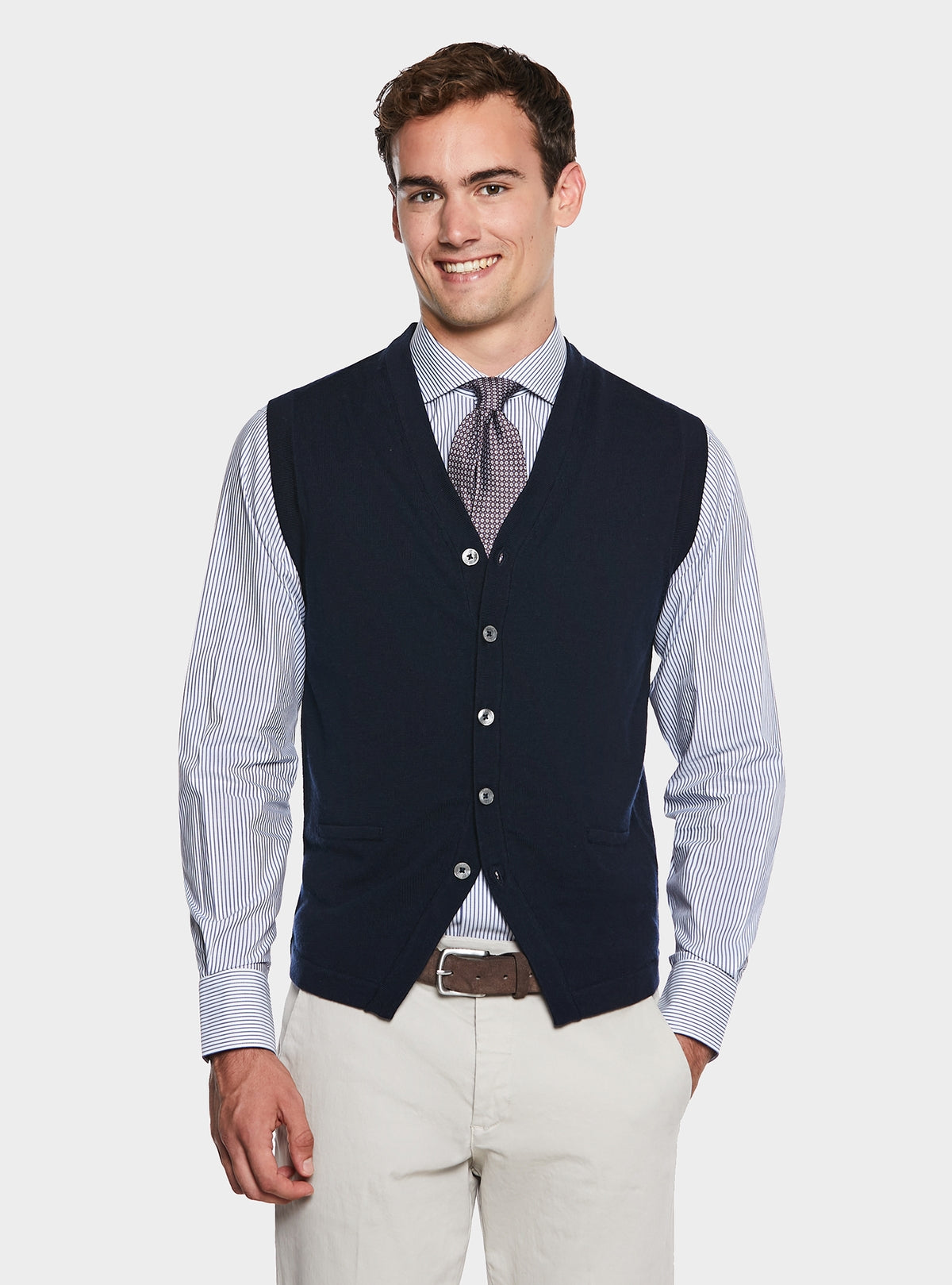 Gilet con bottoni in lana Merino-0
