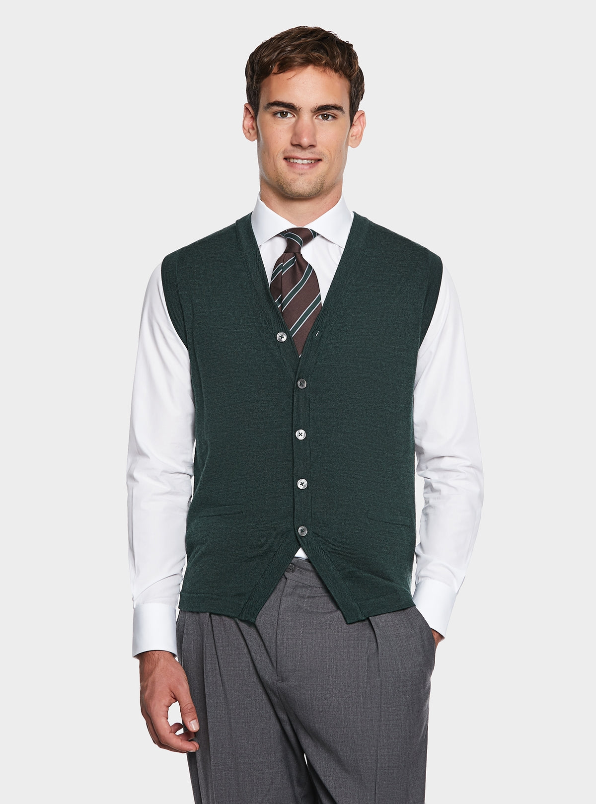 Gilet con bottoni in lana Merino-0