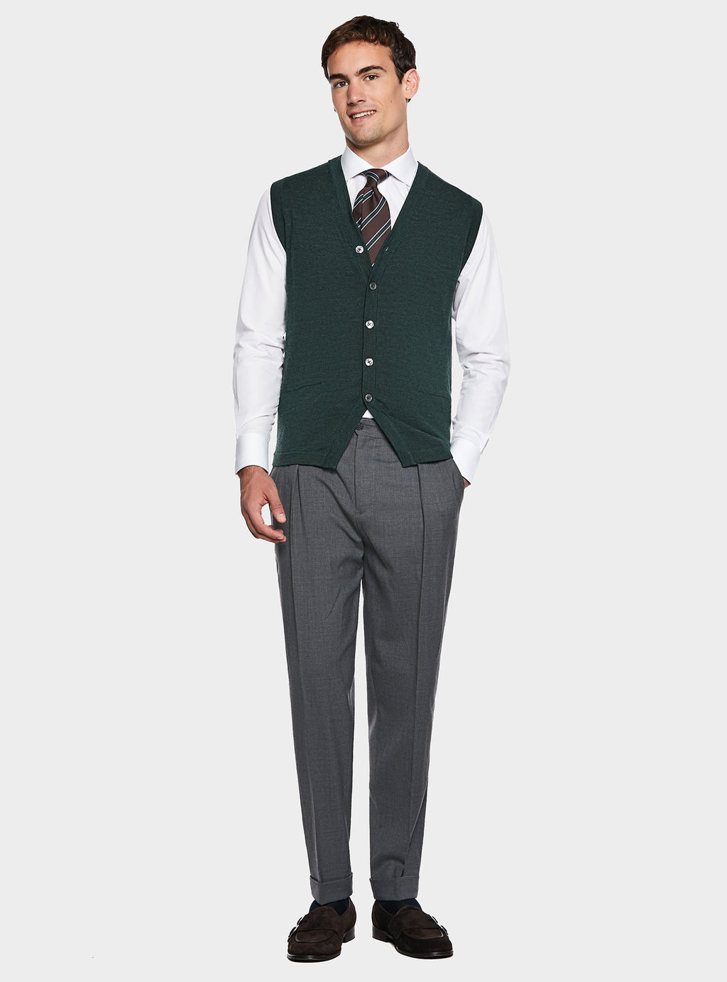 Gilet con bottoni in lana Merino-1
