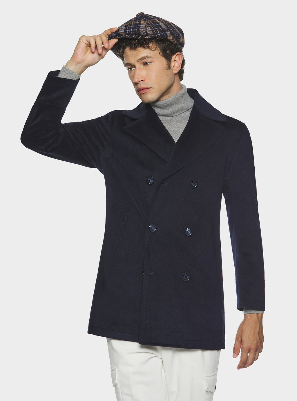 Cappotto doppiopetto tinta unita-1