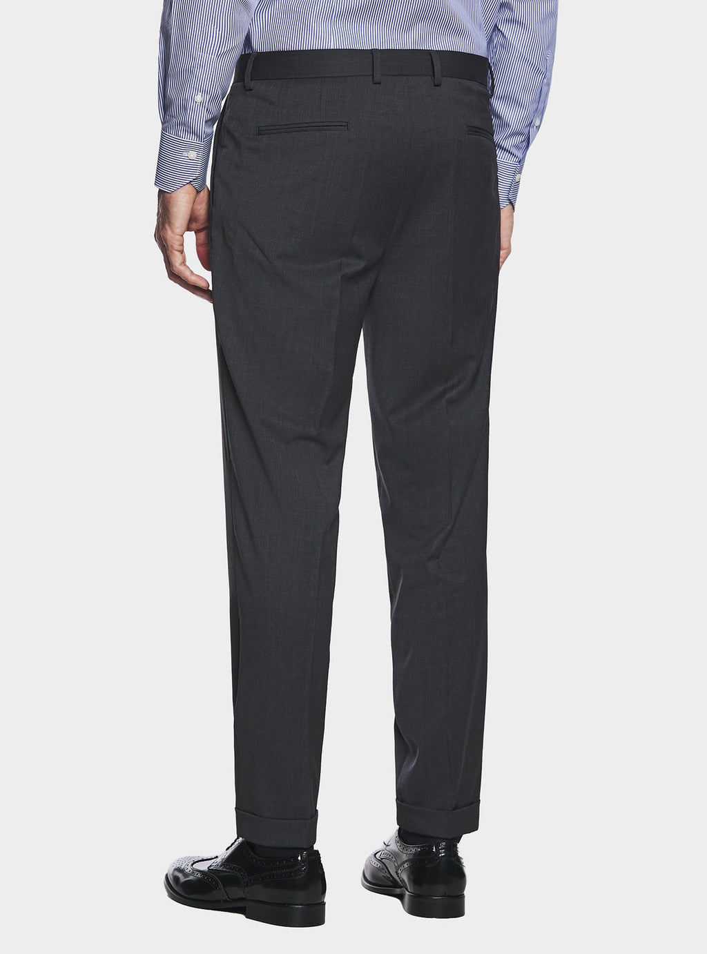 Pantalone classico con pences in misto lana stretch-3