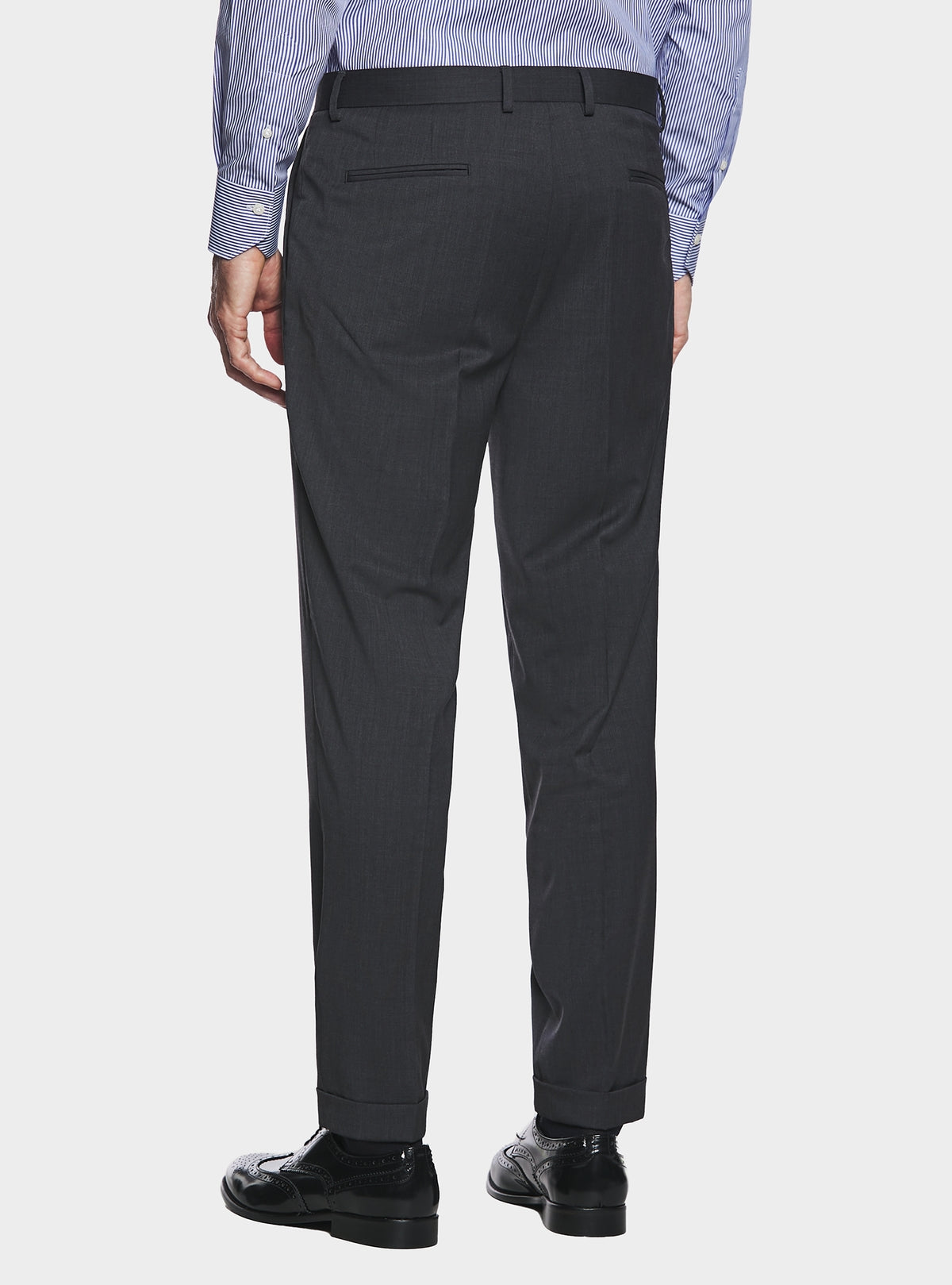 Pantalone classico con pences in misto lana stretch-3