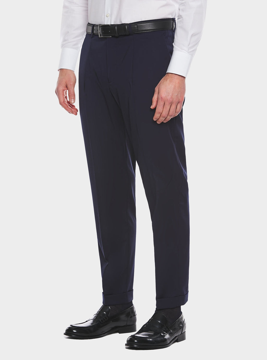 Pantalone classico con pences in misto lana stretch-0