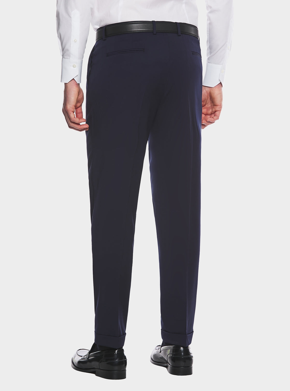 Pantalone classico con pences in misto lana stretch-3