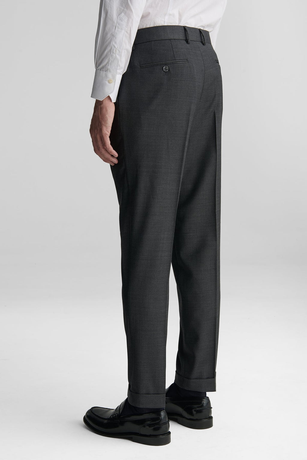 Pantalone classico con pences in misto lana stretch-1