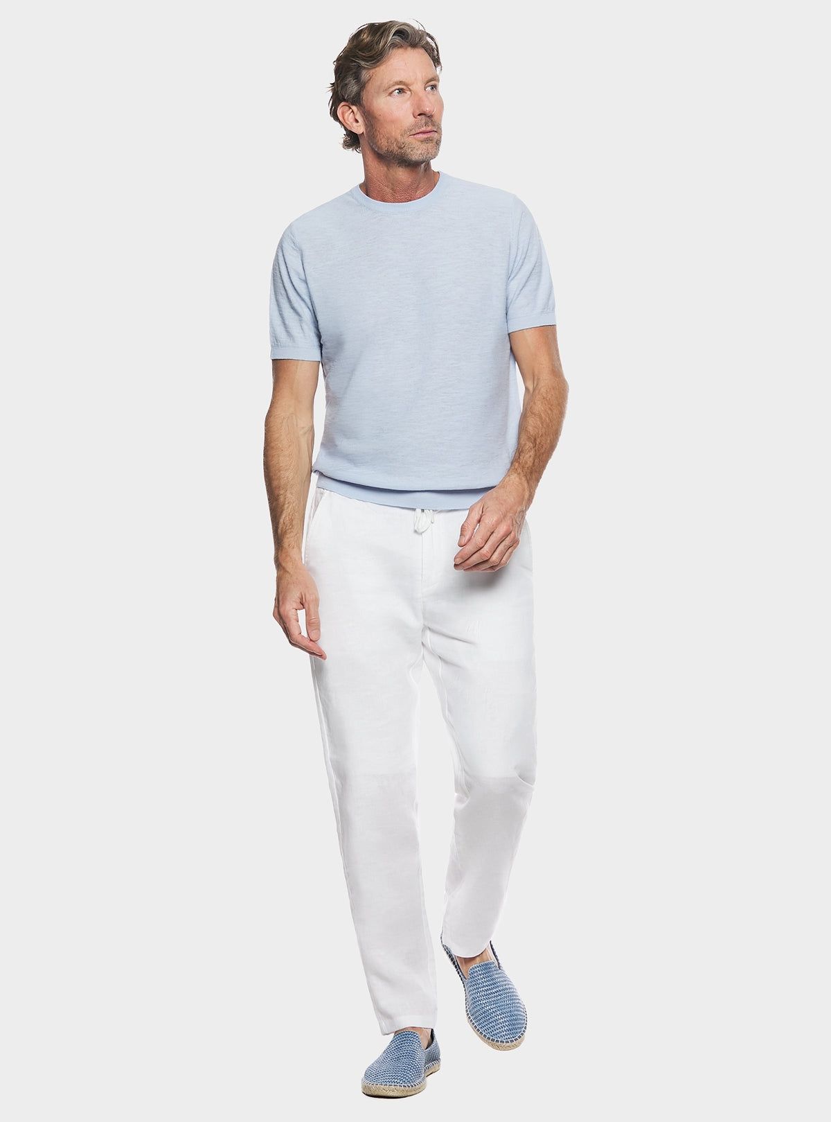 Maglia girocollo in cotone lino-0