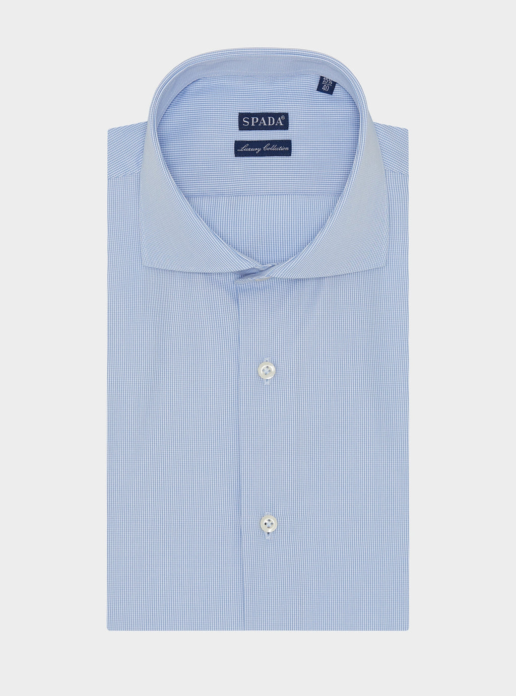 Camicia collo francese micro pied de poule in puro cotone-0