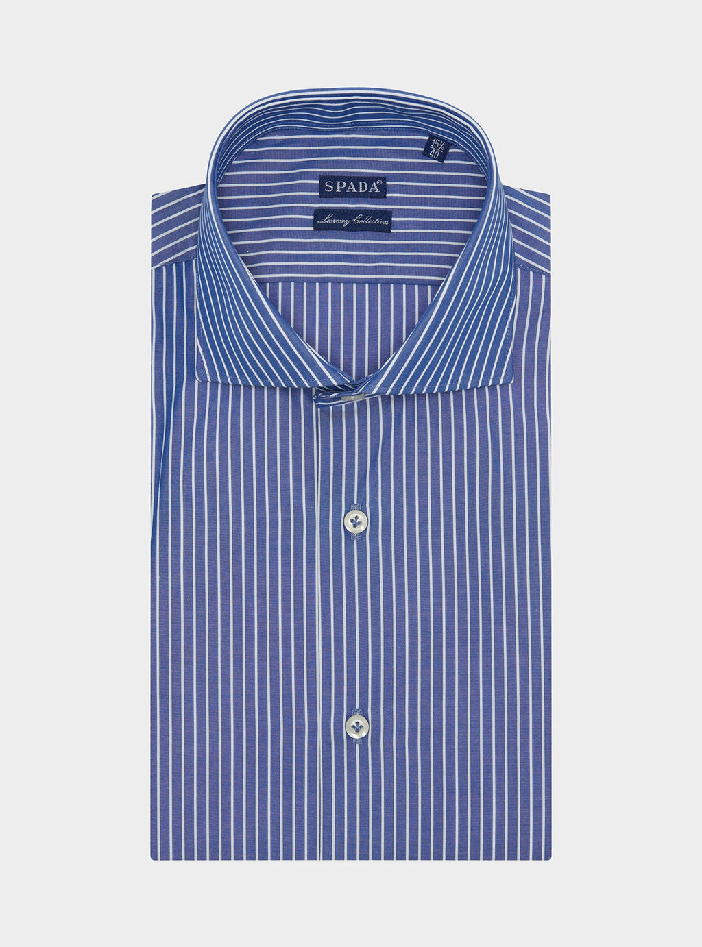 Camicia in puro cotone collo francese a righe-0