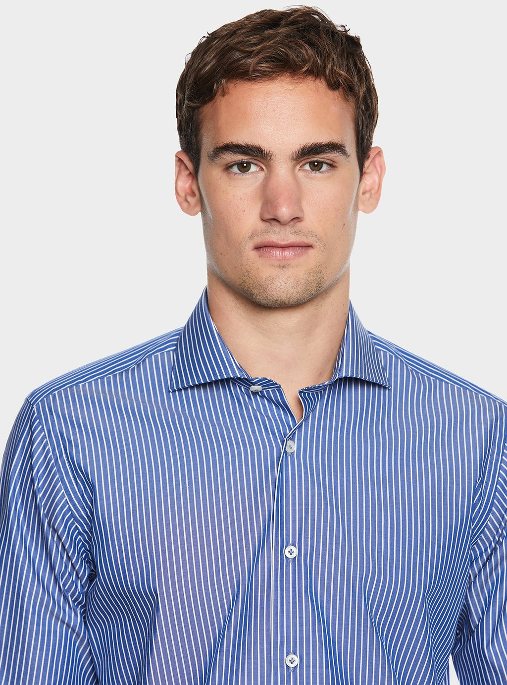 Camicia in puro cotone collo francese a righe-1