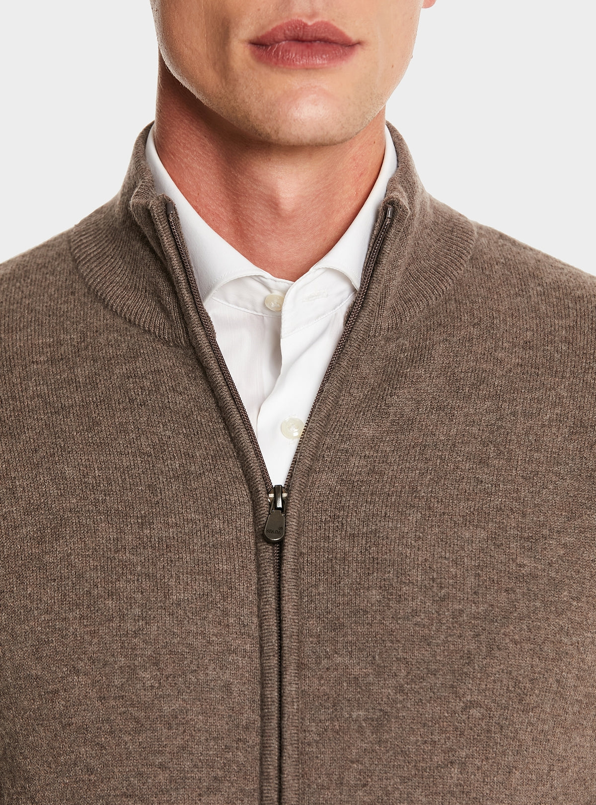 Maglia full zip in lana e cashmere-2