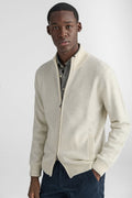 Maglia full zip in lana e cashmere-0