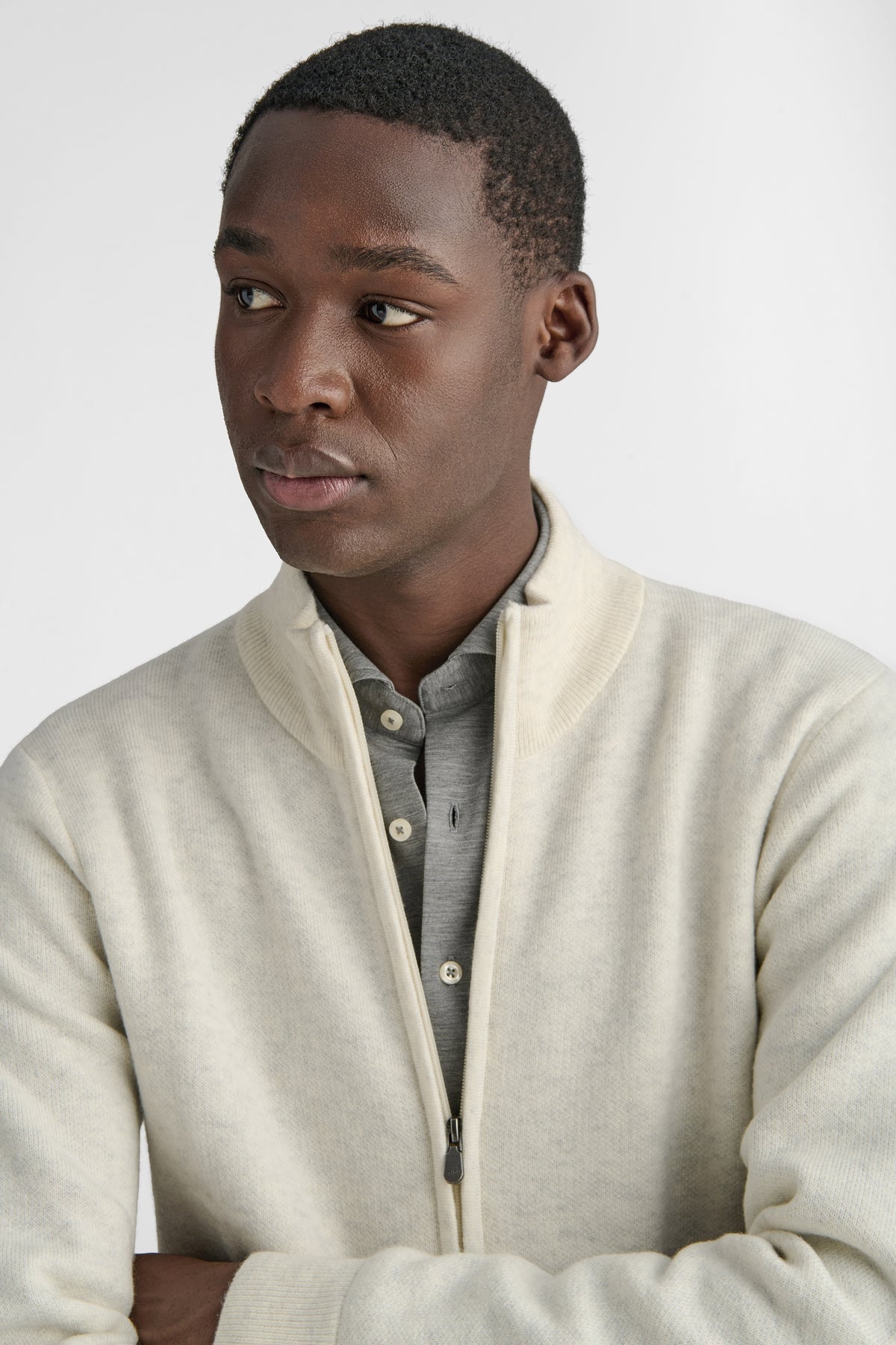 Maglia full zip in lana e cashmere-2
