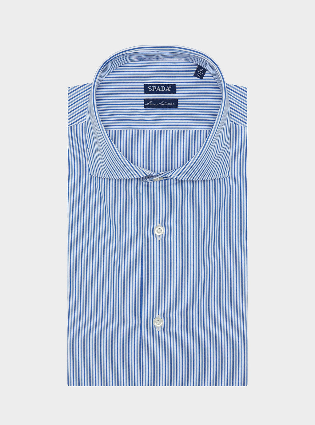 Camicia in cotone multiriga con collo francese-0