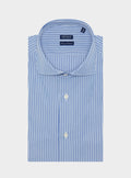 Camicia in cotone multiriga con collo francese-0