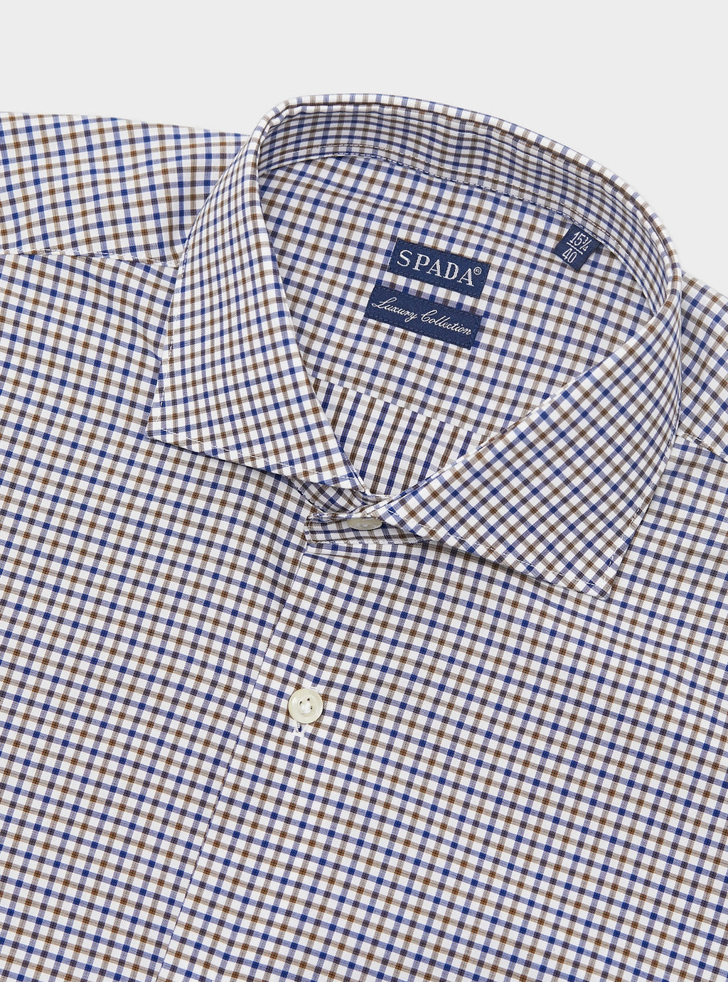 Camicia collo francese in puro cotone a quadretti-1