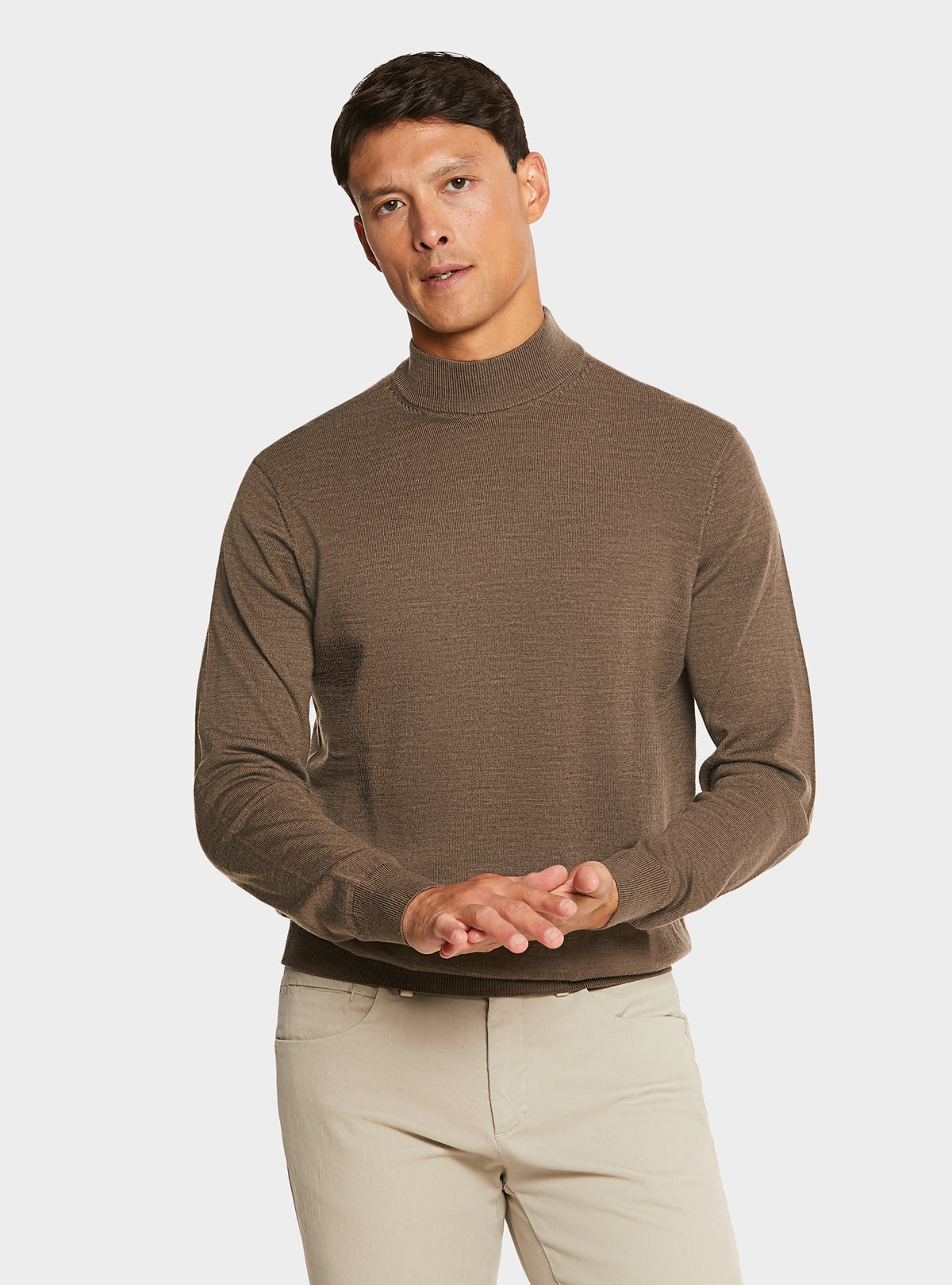 Maglia in pura lana merino mezzo collo alto-0