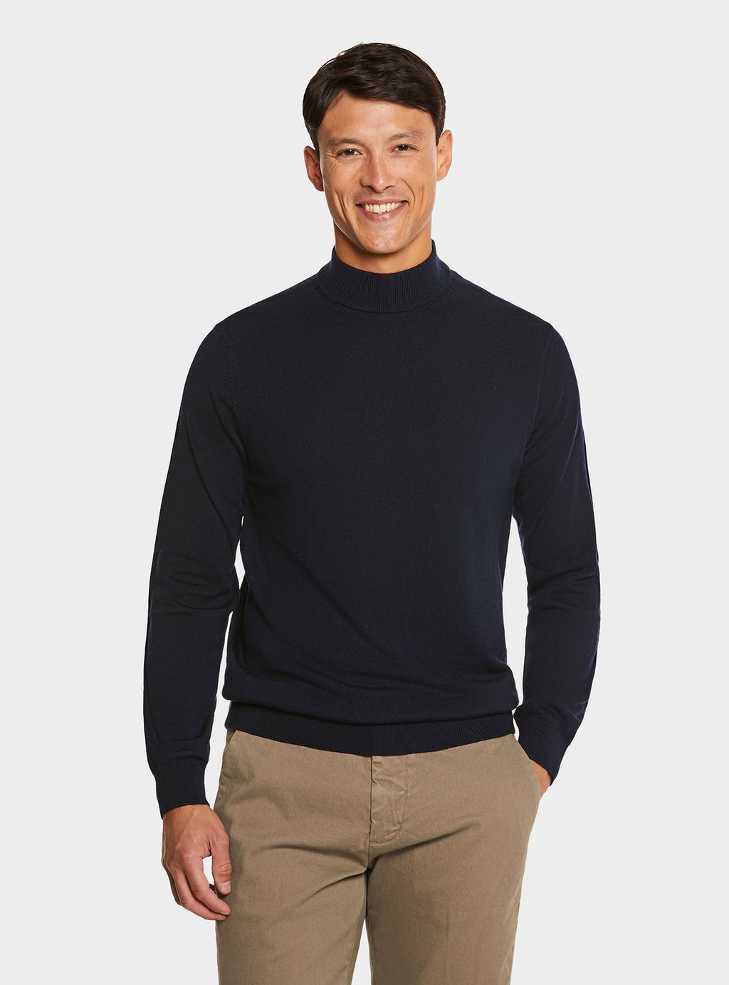 Maglia in pura lana merino mezzo collo alto-0