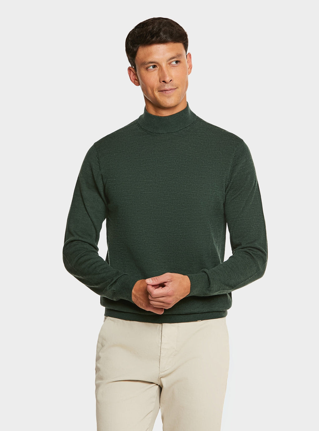 Maglia in pura lana merino mezzo collo alto-0