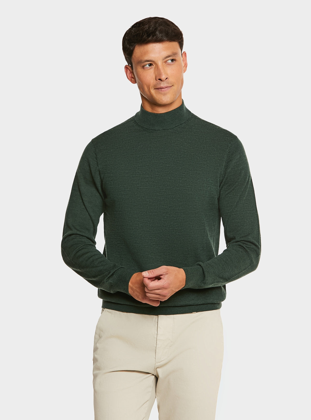 Maglia in pura lana merino mezzo collo alto-0