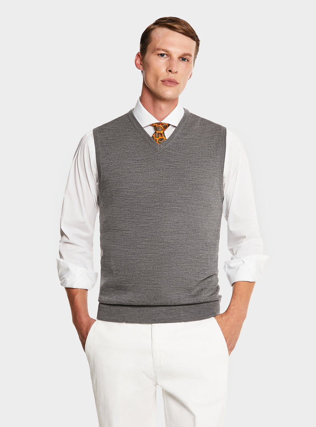 Gilet in 100% Lana Merino con scollo a V-0