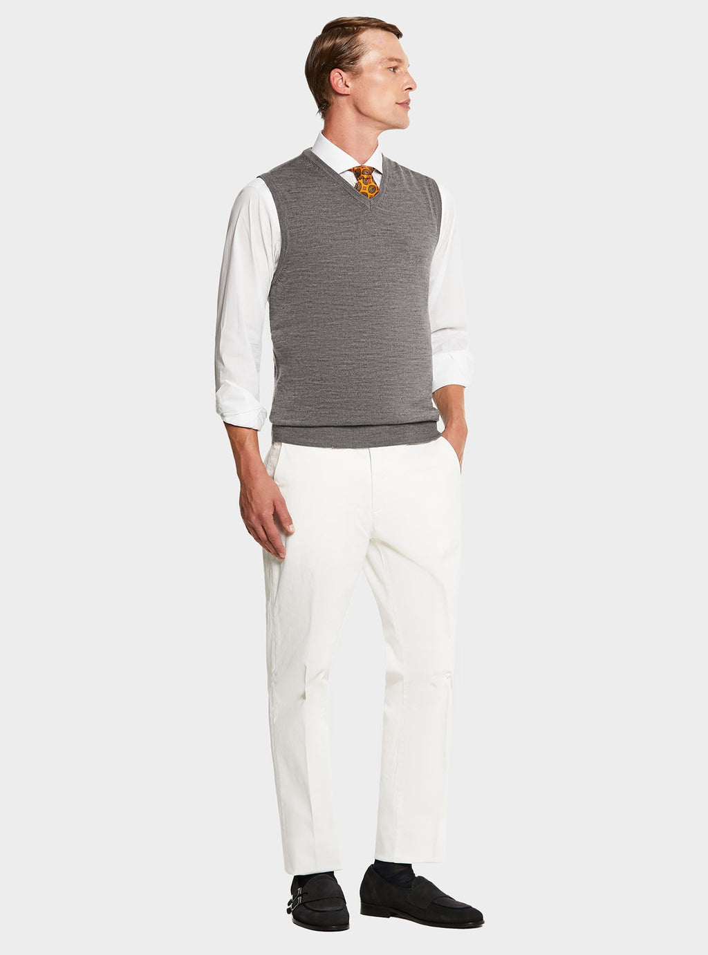 Gilet in 100% Lana Merino con scollo a V-1