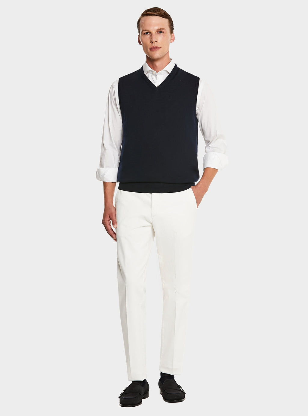 Gilet in 100% Lana Merino con scollo a V-1