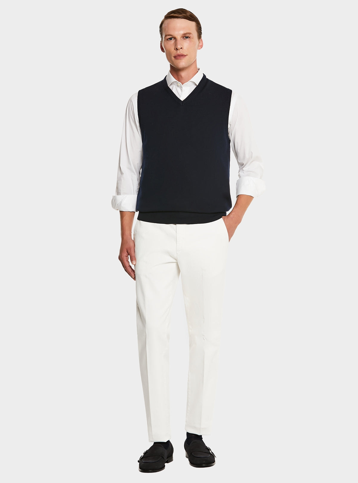 Gilet in 100% Lana Merino con scollo a V-1