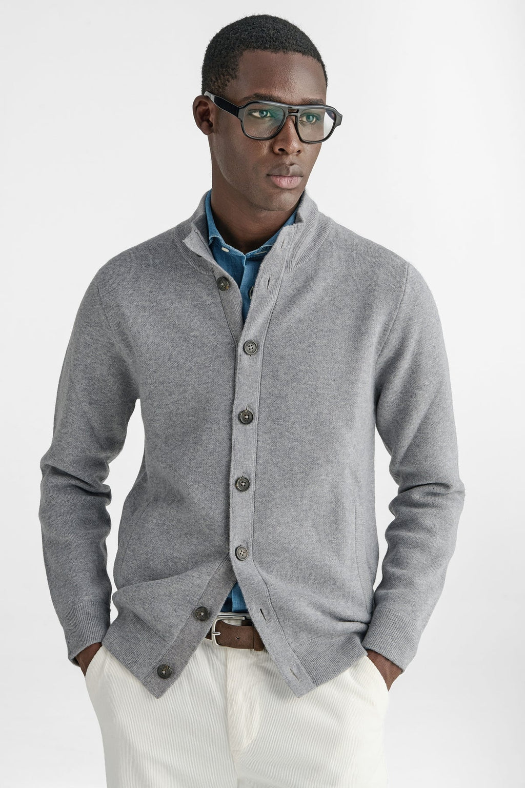 Cardigan con bottoni in lana e cashmere-0