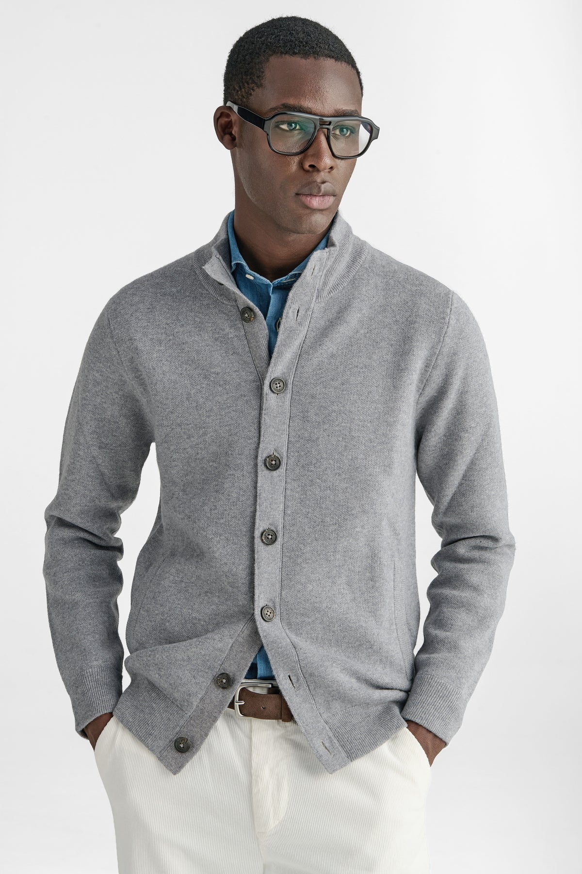 Cardigan con bottoni in lana e cashmere-0