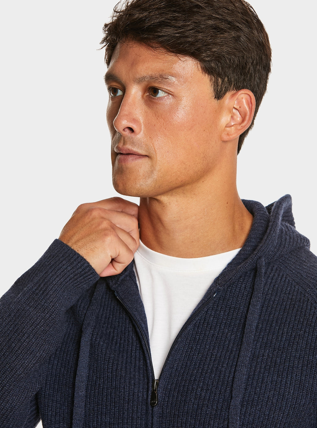 Cardigan full zip a coste in lana e cashmere-2