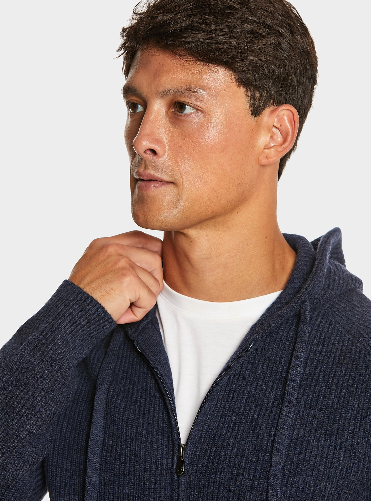 Cardigan full zip a coste in lana e cashmere-2