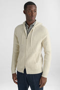 Cardigan full zip a coste in lana e cashmere-0