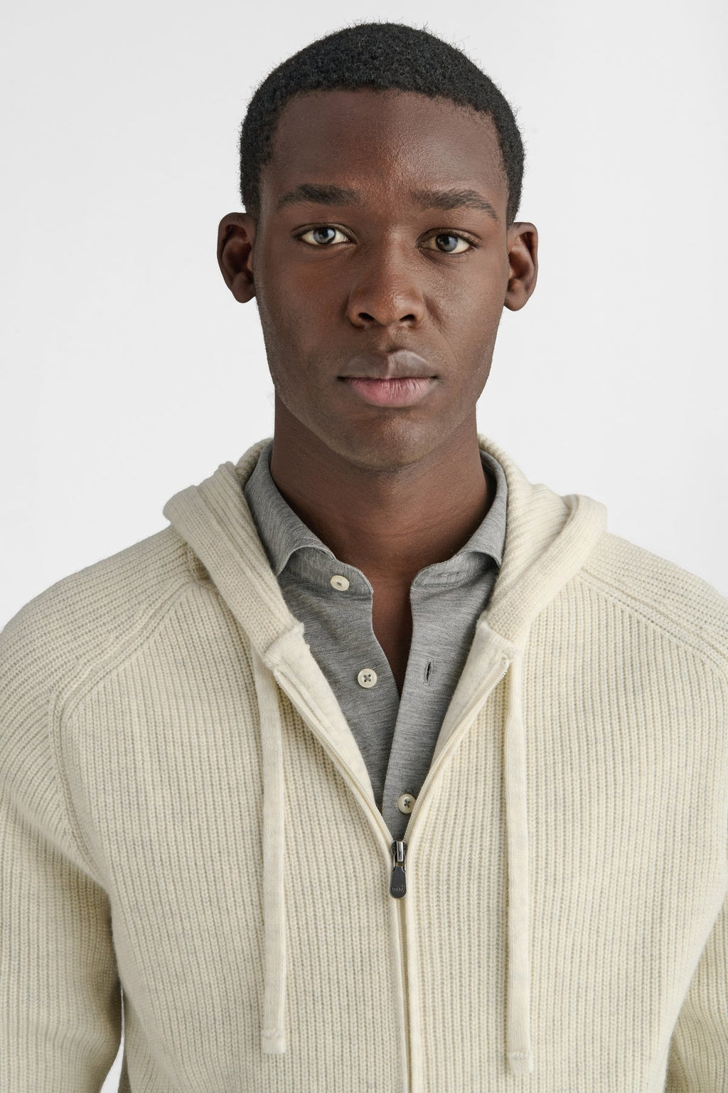 Cardigan full zip a coste in lana e cashmere-2